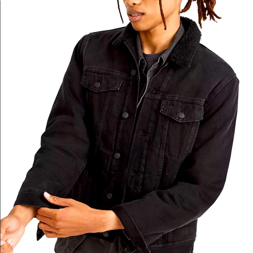 Madewell Sherpa Classic Black Denim Jacket